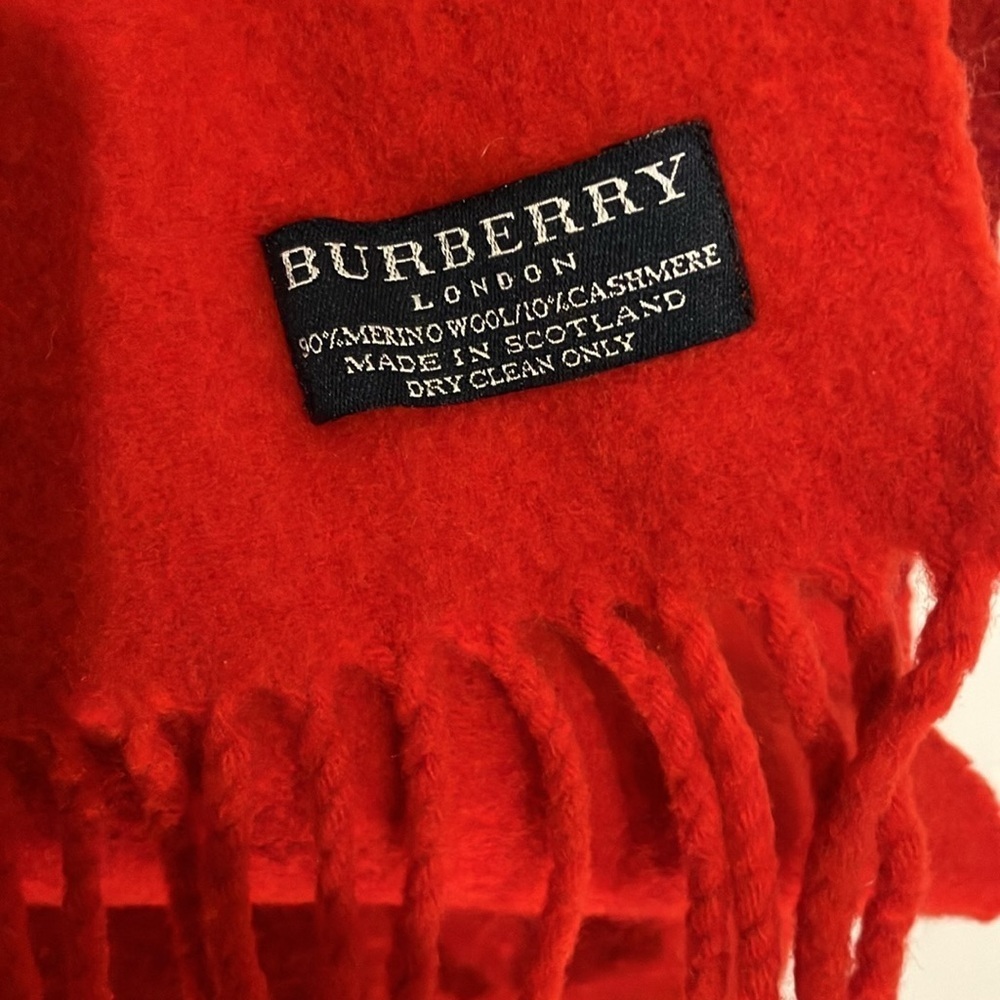 Burberry Marino wool and Cashmere scarf made in Scotland red stripes luxury - Picture 4 of 10